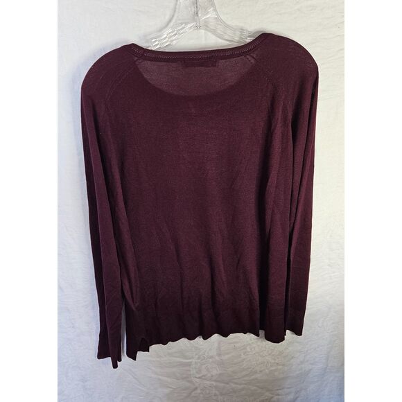 ZARA Crewneck Thin Effortless Sweater Burgundy Wine Size Large - Picture 3 of 4
